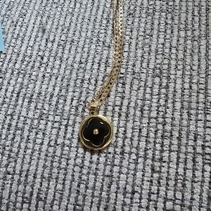 Elegant 14k Gold Plated and Black Pendant Necklace